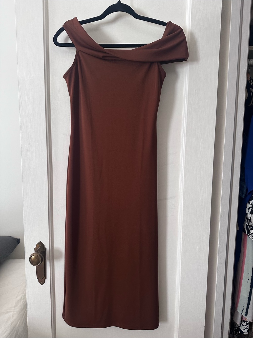 Zara Off-Shoulder Brown Women’s Midi Dress